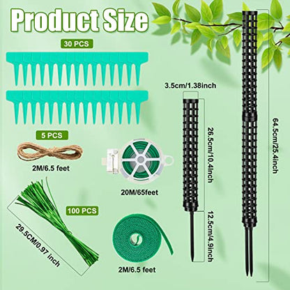 10 Set Plastic Moss Poles for Climbing Plants Indoor Stackable Self Watering Hollow Monstera Plant Support, Moss Not Included(Black) - color: Black