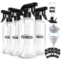 Veco 15oz Graduated Spray Bottles, 4-Pack — 360° Any-Angle Spraying for Easy Dilution, Leak-Resistant spray bottles for Cleaning, Plants, Hair & Pet Use + Foldable Funnel - size: 15oz 4pack