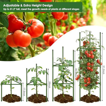 CEWOR 3 Pack Tomato Cage, 51.2 Inch Tall Adjustable Tomato Trellis - size: 51.2 Inch