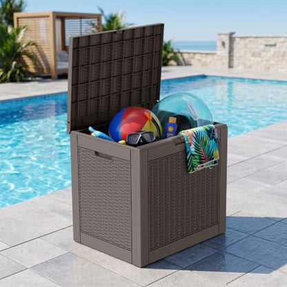 32 Gallon Outdoor Storage Box Waterproof Deck Box Patio Storage - color: Gray, style: 32Gallon-style1
