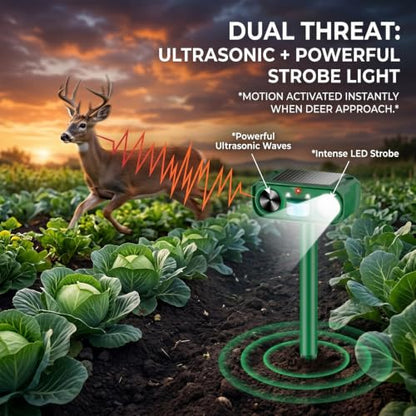 2026 New Sonic Fortress Pro Deer Repellent Motion Activated Cat Deterrent Outdoor Solar Ultrasonic Animal Repeller with Strobe Light for Skunk Rabbit Raccoon Squirrel Fortress Pro for Yard Garden(4)