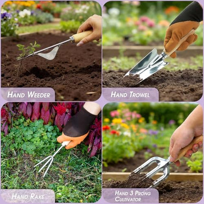 Garden Tool Set, 10 PCS Gardening Tools/Kit for Women,Gardener Gift - color: Purple