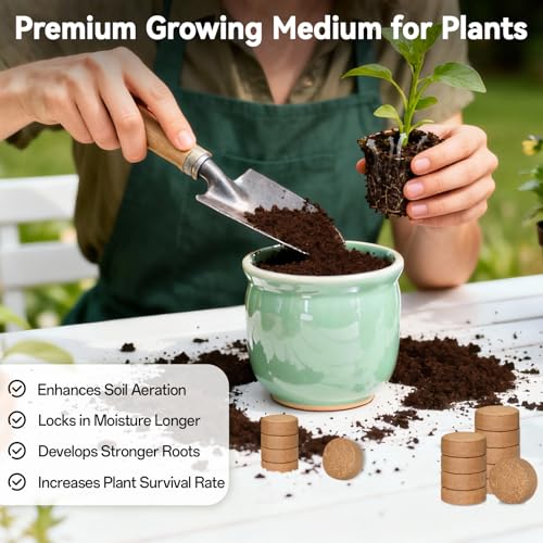 ZeeDix 50 Pack 50mm Organic Coco Coir Pellets Seed Starter Soil - size: 50mm-50pack