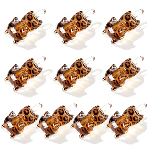 PLwelth 10Pcs Leopard Print Cat Figurines Cute Miniature Cat Ornaments Mini Resin Animal Figures for Car Dashboard Office Desk Computer Monitor Cake Topper Home Garden Decor Birthday