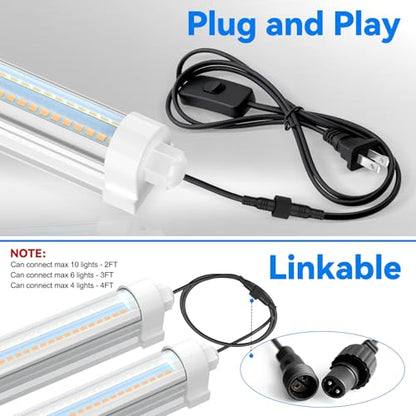 JESLED Waterproof T8 Grow Lights, 3FT Full Spectrum Pinkish White, 2Packs - size: 3FT×2P