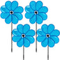 4PCS Flower Wind Spinner Sparkly Lawn Pinwheel 11.8 inch Blue Garden Windmill for Garden, Party, Outdoor, Yard Decor - size: Blue
