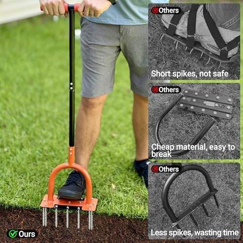 39in Lawn Aerator Manual Yard Grass Aerator Aeration Tool