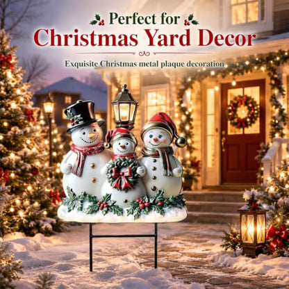 RattanView Christmas Snowman Yard Sign Outdoor Snowman Yard Decoration with Stakes Waterproof Garden Lawn Stake Sign Decoration for Xmas Patio Lawn Walkway Courtyard Party Decor - style: Snowman