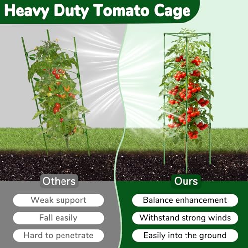 ZeeDix 65 Inch Heavy Duty Tall Tomato Cages for Garden 2 Pack - size: 65 Inch