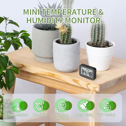 DOOMAY Mini Hygrometer Indoor Thermometer Digital Humidity Monitor 2-Pack - color: Black