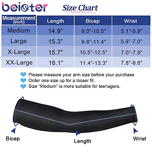beister UV Protection Arm Sleeves for Men & Women, UPF 61+ Cooling Cover - color: White, size: X-Large