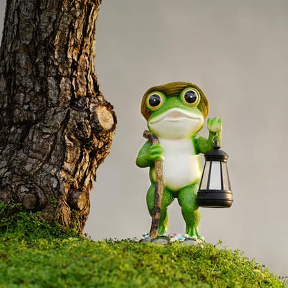 twinbling Solar Frog Garden Decor with Lantern Frog Statue - color: Green