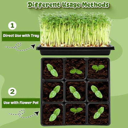 3.5in 50Pcs Black Square Nursery Pots with 5Pcs Plastic Seed Starting Trays - size: 3.5in-50pcs