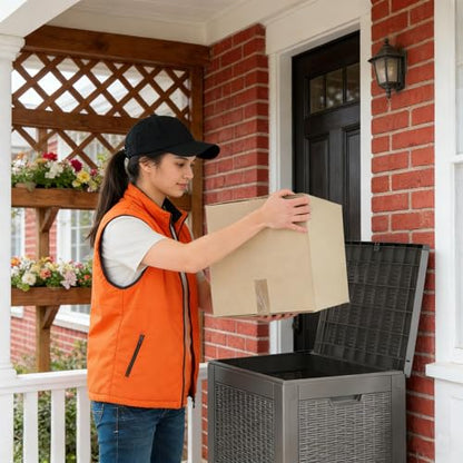 31 Gallon Outdoor Storage Box Waterproof Deck Box Patio Storage - color: Gray, style: 31Gallon-style1