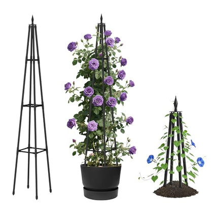 Alisisfores 5.2 FT Obelisk Trellis for Climbing Plants, Black - size: 5.2 Ft