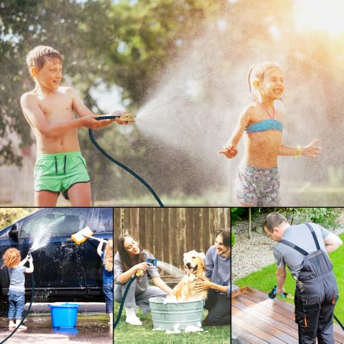100 ft Expandable Garden Hose - Superior Strength 3750D - 3 -Layer Latex Core Garden HoseS - Expanding Water hoses - Extra Strong Brass Connectors/Storage Bag