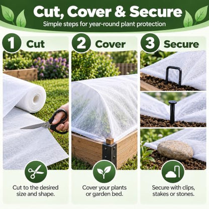 SPORTYOUTH Plant Covers Freeze Protection 10x50Ft Floating Row Cover 1.2Oz - size: 10x50ft 1.2oz