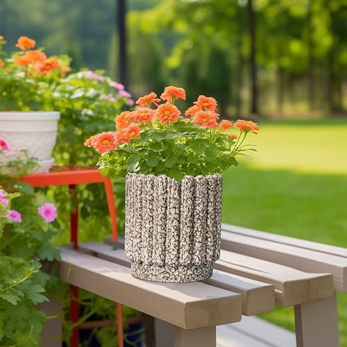 Ceramicfor Ceramic Plant Pot, 7.6 Inch, Leopard Print White - color: Leopard Print White, size: 7.6 Inch