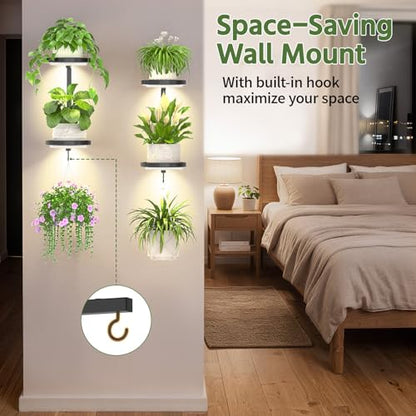 LASZOLA Plant Hanger Holder Shelf Wall Indoor with Lights, 2 Pcs Black - color: Dark Grey, size: 2