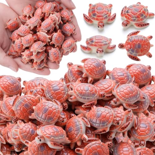 Yerliker 50 Pcs 100 Pcs Mini Sea Turtle Figurines Sea Animals, Brown - color: Brown