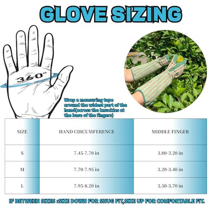 Thornproof Rose&Cactus Gardening Gloves,Gauntlet Garden Glove,Gifts - color: Green Stripe, size: Medium