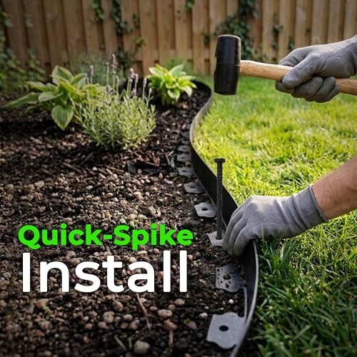 Gardzen 1.5" x100' Landscape Edging Kit with 120 Spikes - size: 100ft