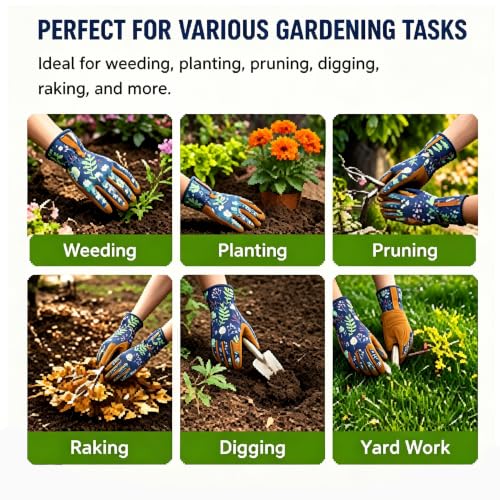 Gardening Weeding Working Gloves, Leather Garden Glove for Women