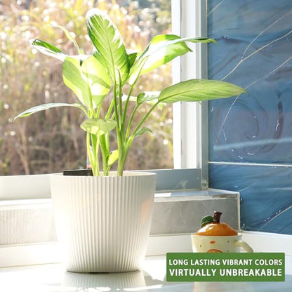 Dexceder 11x10 Self Watering Planters Indoor (2 Pack, White) - color: White, size: 11x10