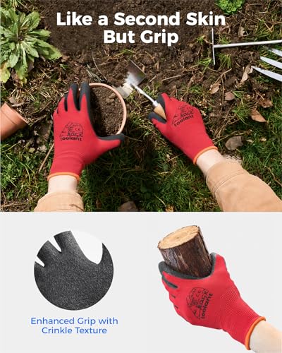 toolant Crinkle Latex Work Gloves, 12 Pairs, Black & Red, Medium - color: Black & Red, size: Medium