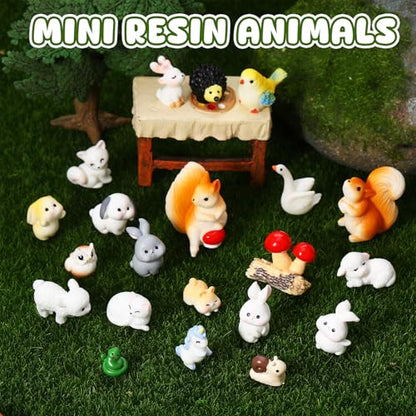 30 Pcs Mini Resin Animals Tiny Forest Animal Figurines to Hide