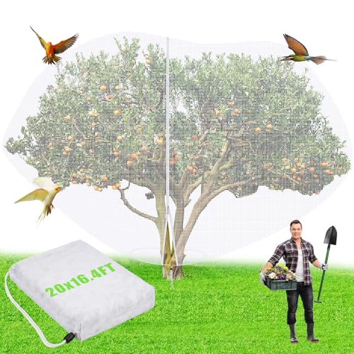 1 Pcs Large Fruit Tree Netting 20 X 16.4 Ft with Zipper Drawstring - size: 20 x 16.4 ft