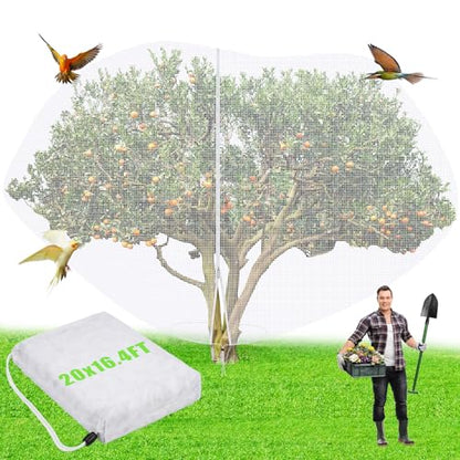 1 Pcs Large Fruit Tree Netting 20 X 16.4 Ft with Zipper Drawstring - size: 20 x 16.4 ft