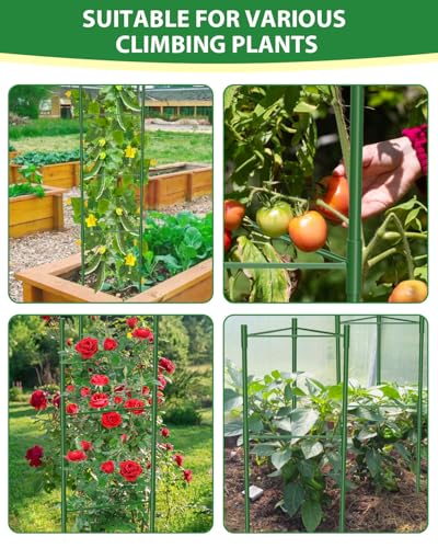 MYMULIKE 6 Pack Tomato Cages for Garden, 51in*13in Adjustable Tomatoes Plant Stakes Support Cages Trellis, Garden Trellis for Vegetable Flowers Fruits Climbing Plants- 20 Binding Wires Included - size: 6pack-51in*13in