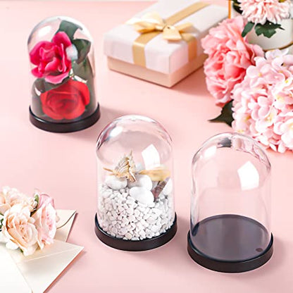 Zhengmy 4 Pcs Plastic Dome with Base Cloche for Craft Clear Display Case