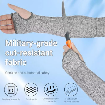 Cut Resistant Arm Sleeves, Protective Forearm Guards for Thin Skin, Gardening & Work 1 Pair - color: Light Blue