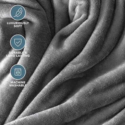 Bare Home Fleece Blanket Luxury Microplush (Full/Queen, Grey) - color: 02 - Grey, size: Full/Queen