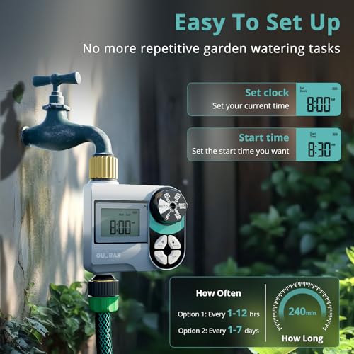 QUOBAS Brass Sprinkler Timer, Programmable Water Hose Timer for Garden Hose - size: Interval Program 1 Zone