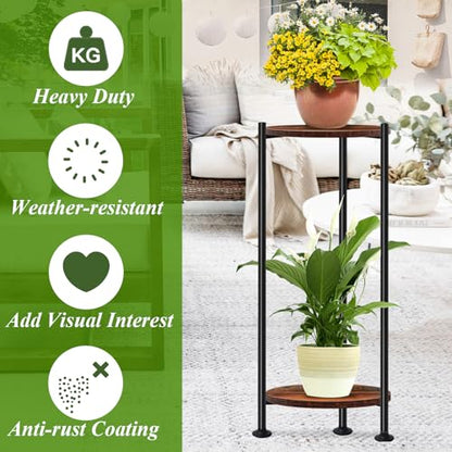 30'' Heavy Duty Plant Stand Indoor, for Living Room, Balcony, Deck, 2-Pack - color: dark brown-2 pack