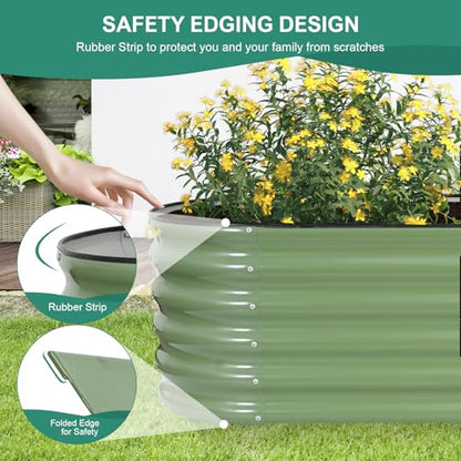 Galvanized Raised Garden Bed Outdoor, 8x2x1.4ft, Olive Green - color: Olive Green, size: 8×2×1.4ft (1 Pack)
