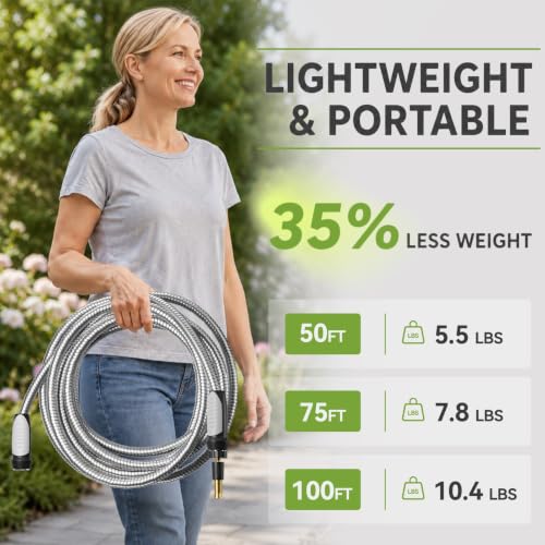 SPECILITE Expandable Metal Garden Water Hose 50 FT with Adjustable Nozzle - size: 50FT