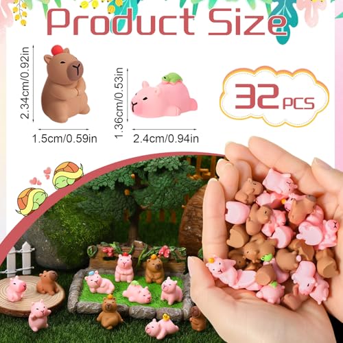 32 Pcs Mini Resin Capybaras, 16 Styles Capybara Figures