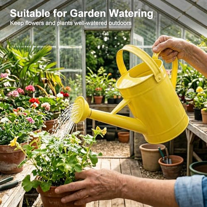 DUSVALLY Metal Watering Can, 55 oz Outdoor Plant Watering Can, Yellow