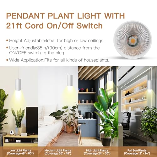 STERREN LED Grow Light, Plug in Plant Lights for Indoor Growing - color: White