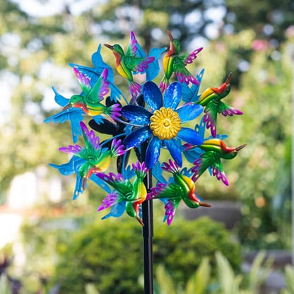 Viveta Outdoor Wind Spinners, Hummingbird Garden Windmill - color: Hummingbird