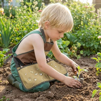 Kids Gardening Apron Tool Bag Waterproof Oxford Canvas Storage