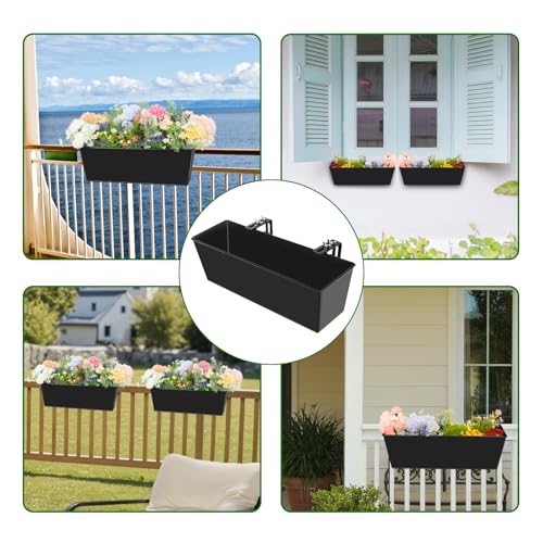 16 Inch Deck Railing Planter Boxes with Adjustable Brackets (4PCS)