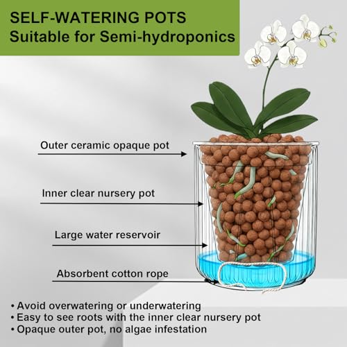 Small Ceramic self Watering Pot for Succulents, 4 inch, Black,2pack - color: Black, size: 4 inch