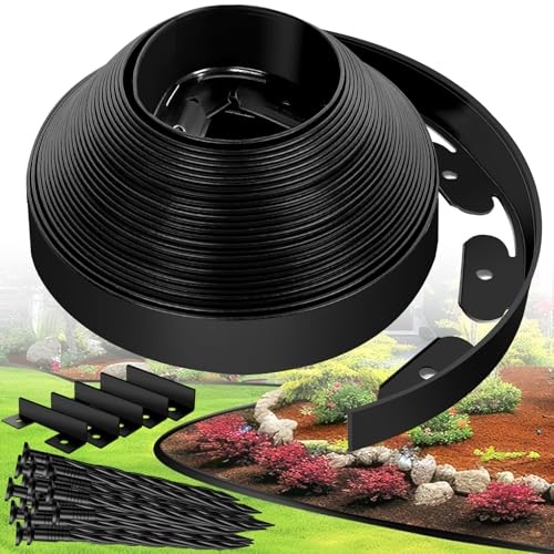 Landscape Edging Border - 1.5”x80’ Garden Edging Border with 100 Stakes, No Dig Lawn Edging for Landscaping for Garden Bed, Thickened Top Edge Flexible Flower Bed Border Edging for Outdoor - size: 1.5IN - 80FT