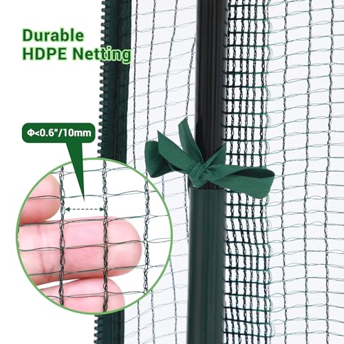 Ohuhu Crop Cages for Garden Plant:6.6x3.9x5.3 Ft Plant Protection Tent with Zippered Door, Raised Bed Cover, Garden Bed Cover with Frame, Wind-Resistant Plant Cages for Outdoor Plants - size: 6.6' x 3.9' x 5.3'