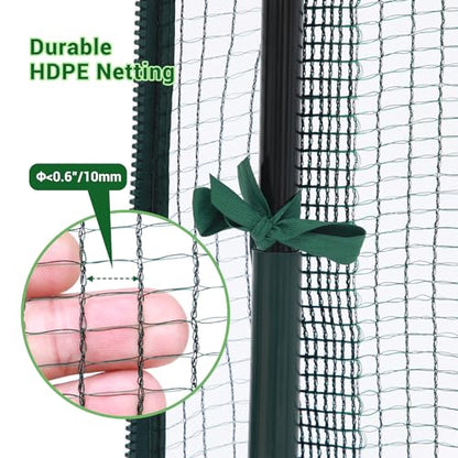 Ohuhu Crop Cages for Garden Plant:6.6x3.9x5.3 Ft Plant Protection Tent with Zippered Door, Raised Bed Cover, Garden Bed Cover with Frame, Wind-Resistant Plant Cages for Outdoor Plants - size: 6.6' x 3.9' x 5.3'